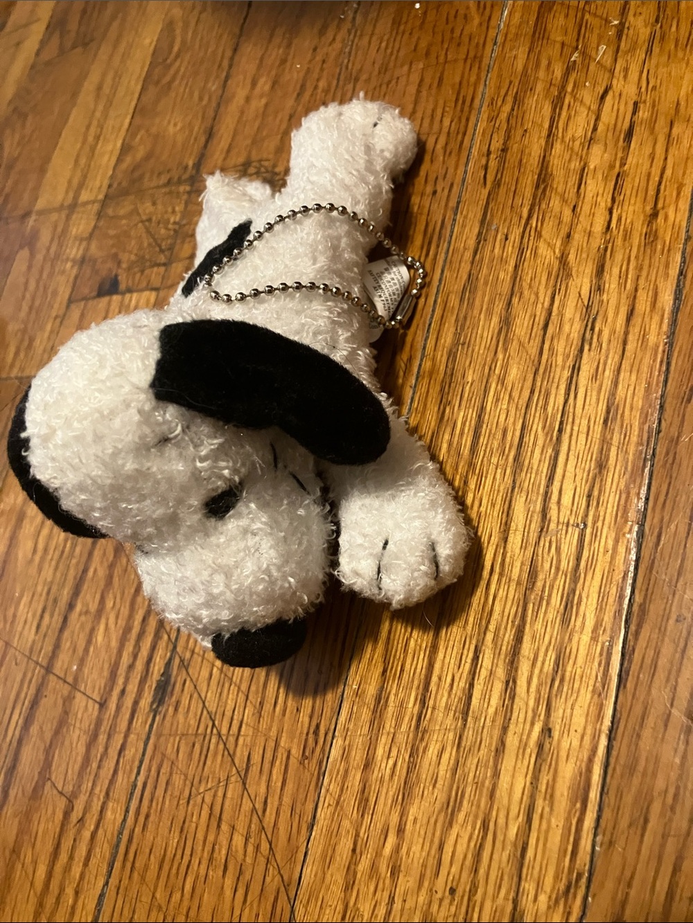 Classic White & Black Plush Puppy Keychain - Unbranded